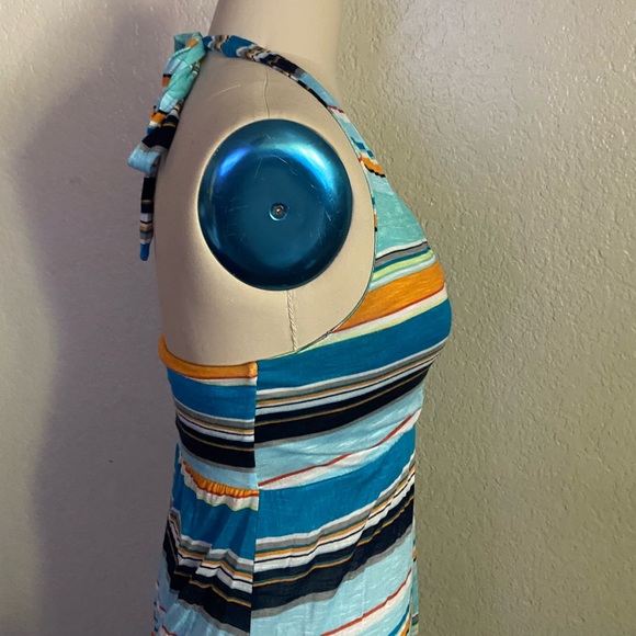 Michael Stars Halter Multi Color Striped Cotton Maxi Summer Dress - Picture 6 of 12
